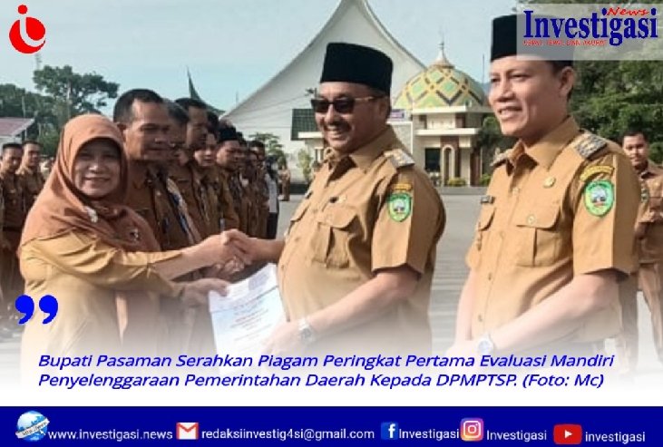 Dpmptsp Raih Peringkat Pertama Bupati Pasaman Serahkan Piagam