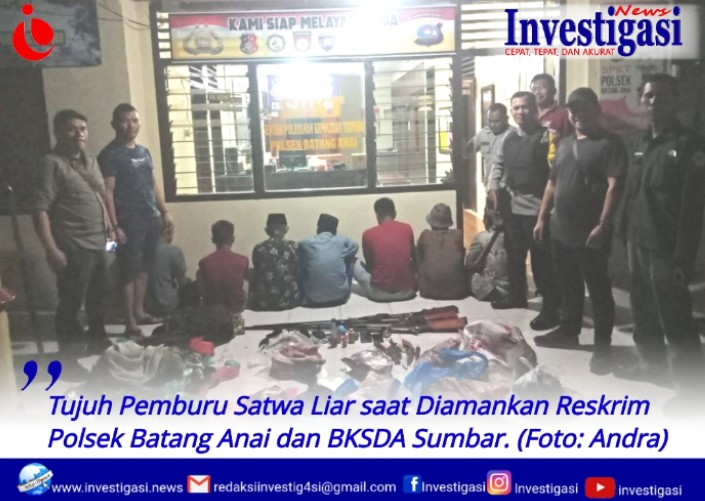 Tujuh Pemburu Satwa Liar Diamankan Reskrim Polsek Batang Anai Dan Bksda