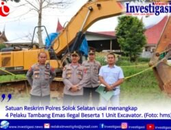 4 Pelaku Tambang Emas Ilegal Beserta 1 Unit Excavator di Solsel, Akhirnya Ditangkap